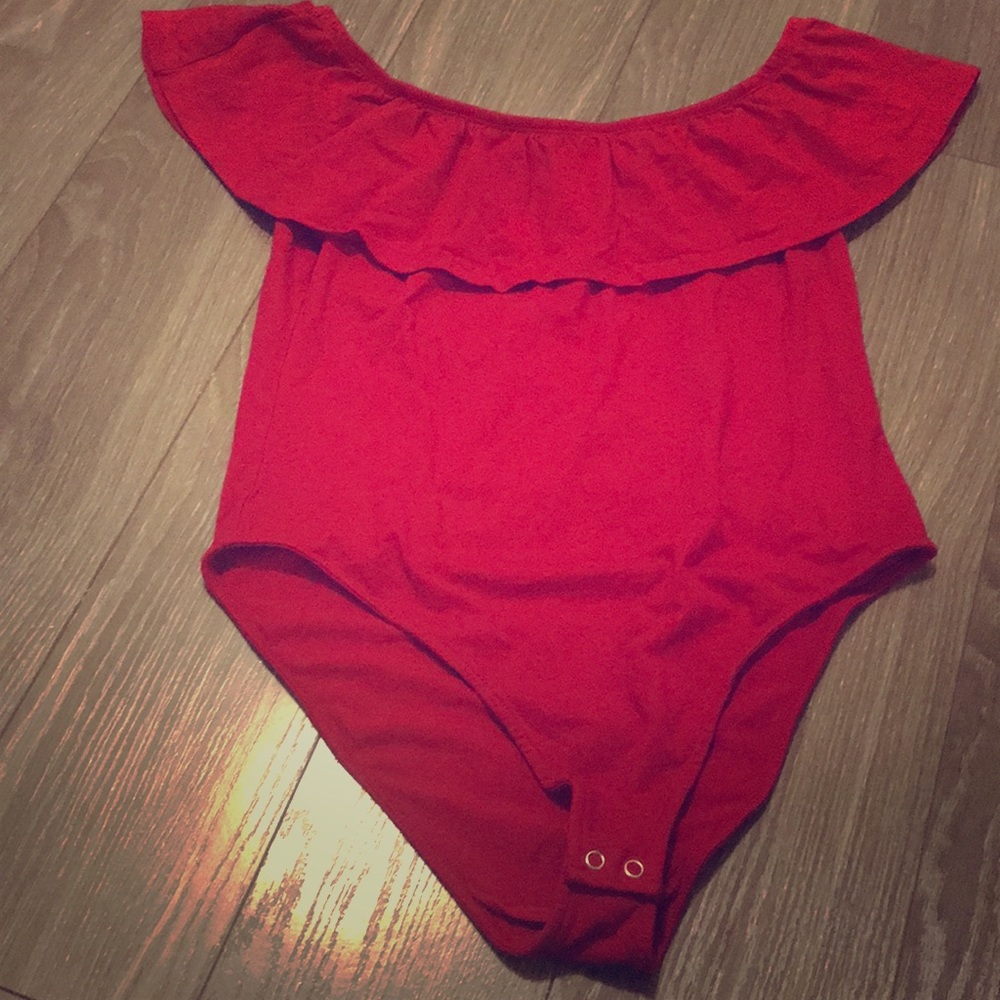 Bardot red bodysuit